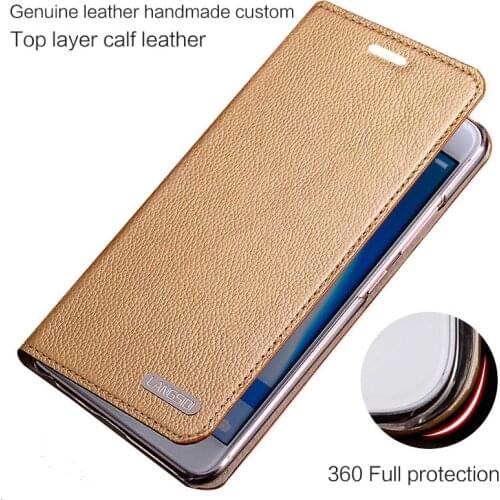 Brand phone case for Oneplus 5 Fashion Genuine leather plain weave phone shell handmade custom flip protective cover