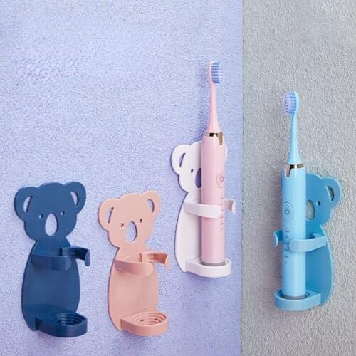 Electric Toothbrush Holder Bear Shape Wall Mount Elastic Hold Protect Toothbrush Handle Keep Dry Stop Mildew Toothbrush Holder