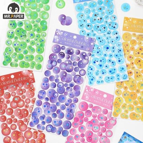 Mr Paper 6 Designs 1Pc/Bag Bubble Soda Series Creative Hand Account DIY Decorative Collage Material Plain Board Sticker
