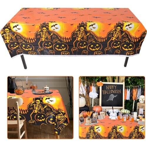 Halloween Pumpkin Skull Bat Pattern Disposable Tablecloth For Home Dinner Party Decor SuppliesTable Cover Rectangle Desk Cloth