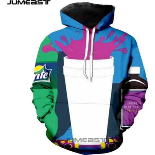 Jumeast Brand Men/Women 3D Printed Purple Drink Long Sleeve Sport Pullover Fashion Spring Hoodies