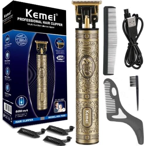Kemei KM-700D Professional Hair Clipper Barber Hair Trimmer for Men Retro Buddha Cordless Edge Electric Hair Cutting Machine