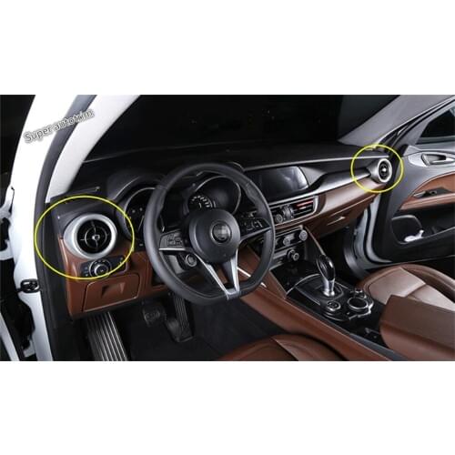 Lapetus Dashboard Side Air Conditioning AC Outlet Vent Ring Cover Trim Fit For Alfa Romeo Stelvio 2017 2018 2019 2020 ABS Matte