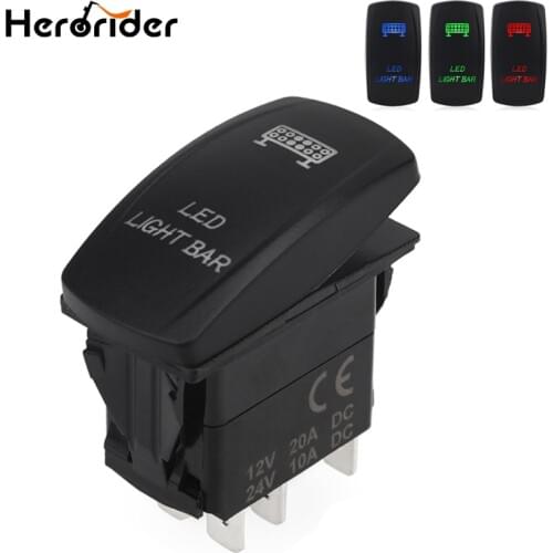 12V 20A Laser Push Button Rocker Toggle Switch Blue LED Bar Light Car Auto Switch Panel