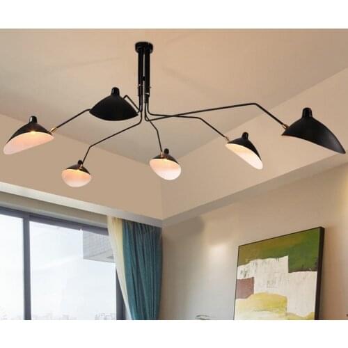 Loft spider chandelier Long Swing Arm Chandelier Adjustable lustre industrial Loft Lustre Living Black Serge Mouille Chandelier