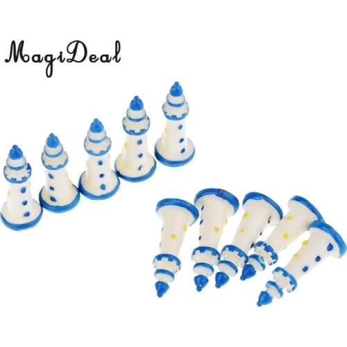 Mini Resin Lighthouse for Dolls House Garden Yard Plant Room Decor Miniature Resin Crafts Micro Landscape DIY Toy