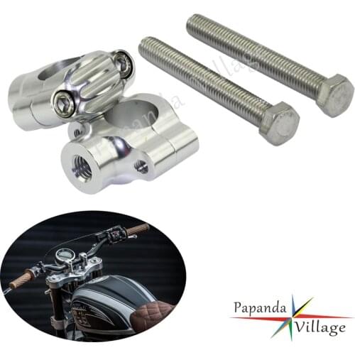 Motorcycle Silver 1" 7/8'' Handlebar Riser 22mm 25mm Rough Crafts Riser Universal for Harley Bobber Chopper Cafe Racer Cruiser