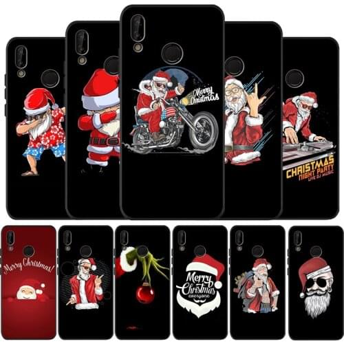 Cartoon Christmas Black Silicone Soft Phone Case For Huawei 40 30 20 10 9 Lite Pro P smart 2019 Y6 Y6 Prime2019 Y9 2018