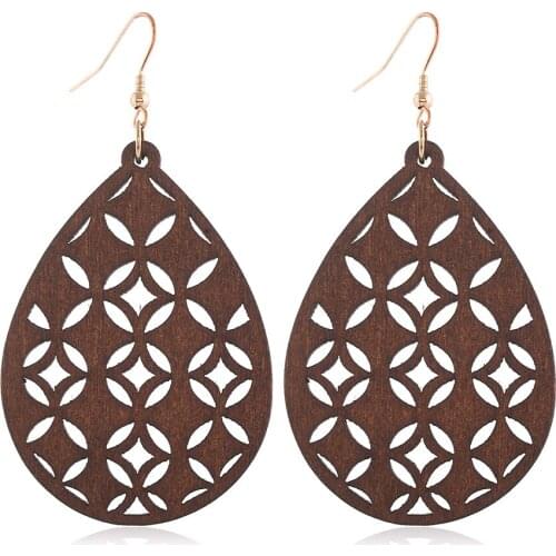 Natural African Long Drops Tree of Life Shapes for National Fashion Personality Women Jewelry Pendant Wooden Earrings Gifts