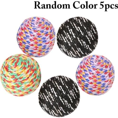 Outgeek 5pcs Cat Toy Ball Nylon Interactive Kitten Ball Toy Cat Playing Ball Pet Toy Funny Cat Balls Toy for Cats Random Color