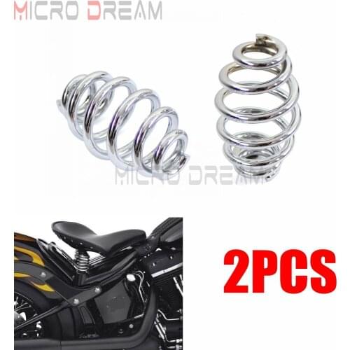 1 Pair 3" Chrome Coiled Solo Barrel Seat Spring for Harley Bobber Chopper Softail Custom Cafe Racer Solo Seat Cushion Springs