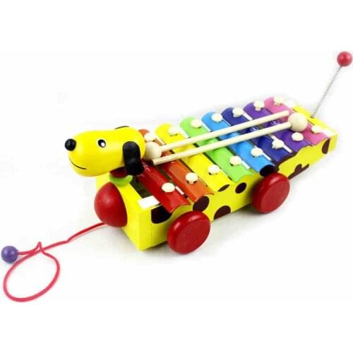 Early Childhood Small Brown Dog Octave Piano Knock Wooden Musical Toys Can Drag Hand Knocks Scale 8 1-3 Years 2021