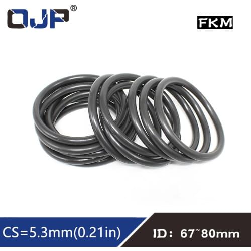 1PCS/lot Rubber Ring Black FKM O ring Seals 5.3mm Thickness ID67/71/72/73/75/76/77.5/80mm Rubber Seal Gasket Fuel Sealing