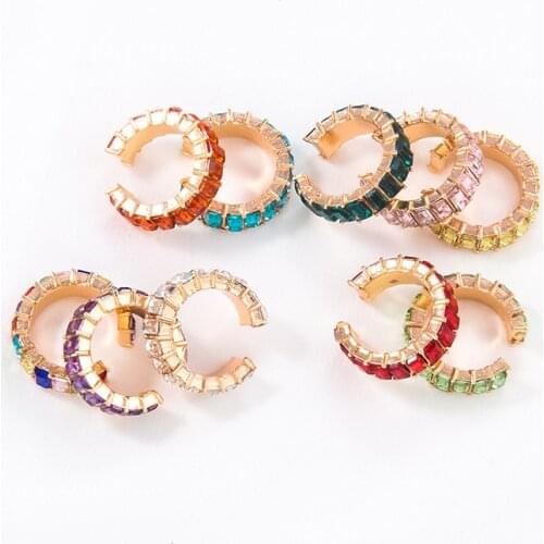 1pcs Fashion Small Ear Cuff Earring for Women Colorful Round Cubic Zirconia Clip Earring Stackable Cartilage Earring No Pierced