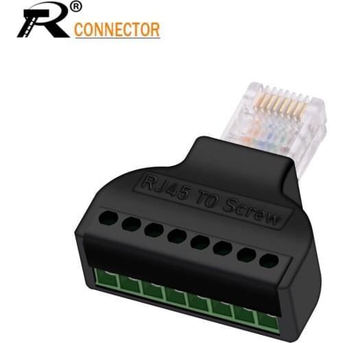 3pcs Network RJ45 Ethernet Male to 8 Pin AV Terminal Screw Adapter Converter Block Plug for CCTV Cat5 Cat6