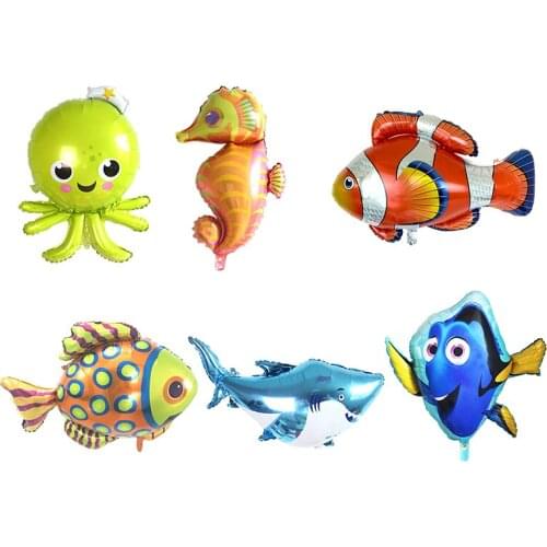 Ocean World Under The Sea Animal Theme Party Foil Balloons Birthday Party Decorations Anniversaire Decoration Baby Shower Globos