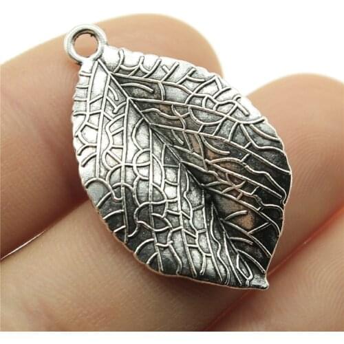 WYSIWYG 10pcs 35x20mm 2 Colors Antique Silver Color Antique Bronze Plated Vintage Leaf Pendant Leaf Pendant Charm DIY