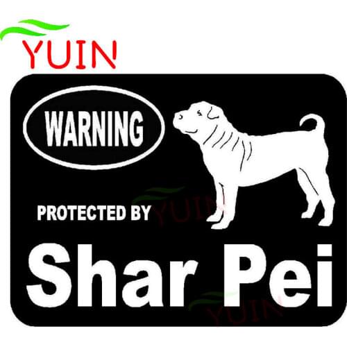 Protected By Shar Pei Personality Car Sticker Fashion Animal Cars Accessory Decal PVC Body Bumper Decoration Sunscreen Decals