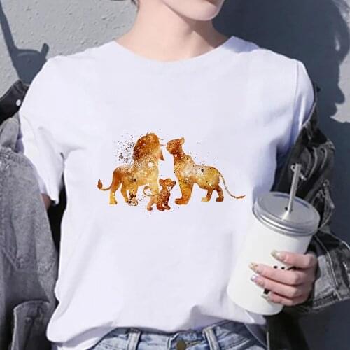 The Lion King Simba Family Basic T-Shirt Summer T Shirt Women Short Sleeve O-Neck Casual Unisex Tee Shirt White Dropship