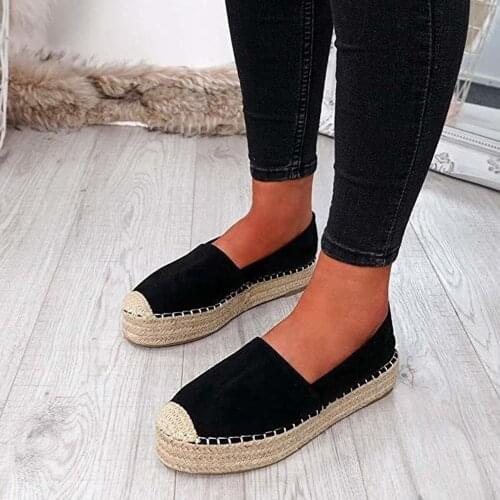 Plat Espadrilles Women Flats Shoes Slip on Casual Ladies Hemp Canvas Shoes Thick Bottom Lazy Loafers Female Dropshipping Fulfill