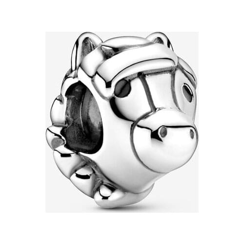 New Original 925 Sterling Silver Bead Animal Horse Charm Fit Pandora Bracelet Necklace DIY Women Jewelry