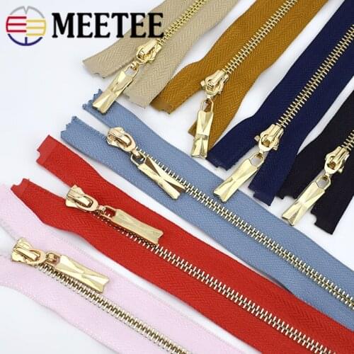 1pc 60/85cm Colorful 5# Metal Zipper Gold Teeth Open-End Auto Lock Decoration Zip DIY Bags Costume Sewing Material