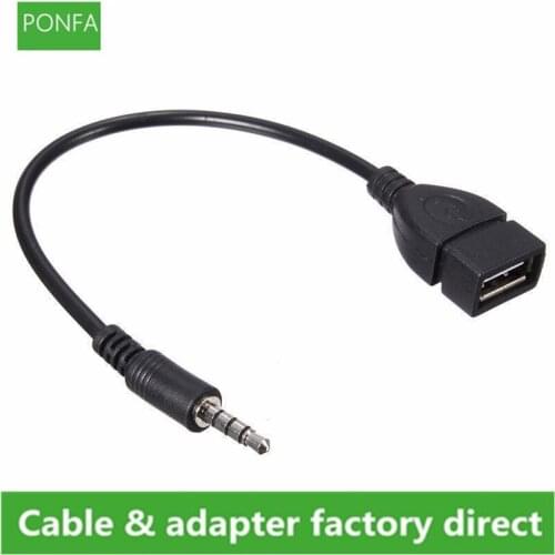 3.5mm Car MP3 Sync 3.5mm Male AUX Audio Jack Plug To USB 2.0 Female Converter Cable Cord Adapter for Car MP3 U Disk U-disk