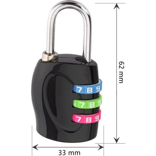 3 Digit Number Combination Password Lock Travel Luggage Suitcase Sedurity Code Lock Multi-functional Colored Padlock 62mm*33mm
