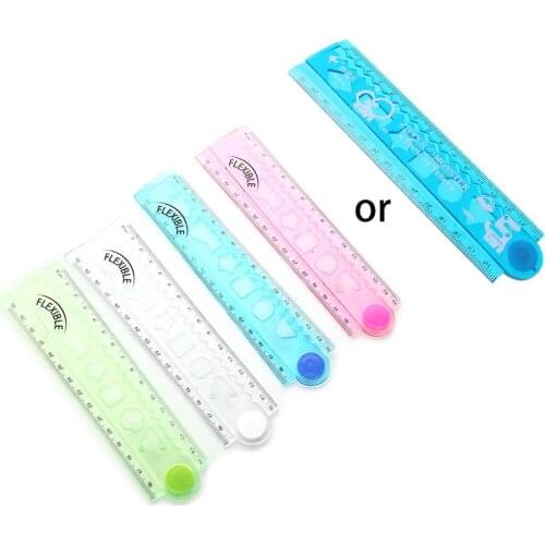 30cm Korean Flexible Folding Ruler Multifunction Plastic Drawing Rulers Office School Stationery Students Kids Gifts