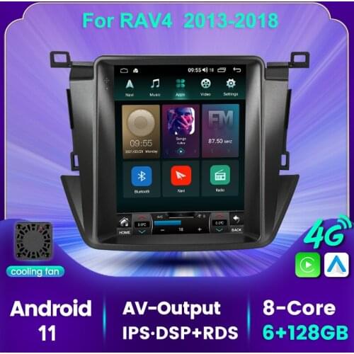 4G LTE WIFI Android 11 GPS for Toyota RAV4 2012-2018 Car Radio Multimedia Tesla Vertical Screen Navi Stereos 2 DIN AV Output BT