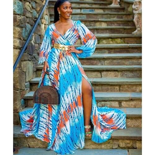 African Long Dresses For Women 2020 Print Robe African Clothes Africa Dress Dashiki Ladies Clothing Ankara African Dress No Belt