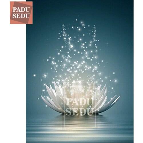 PADUSEDU 5D Diamond Painting Full Square Flowers Cross Stitch Diamond Embroidery Sale White Lotus Kits Wall Art Home Decoration