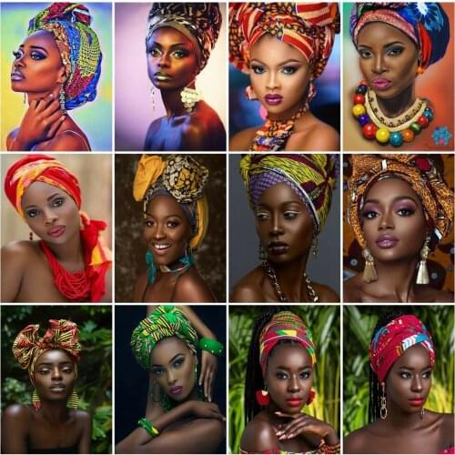 AZQSD Full Drill Diamond Embroidery Indian Woman Mosaic Needlework Diamond Painting Portrait Cross Stitch Kits Home Decor