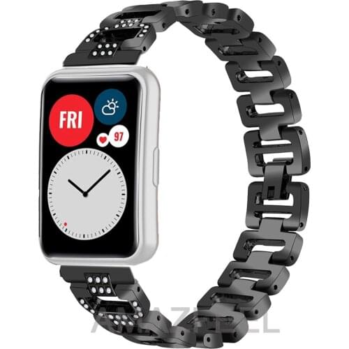 Diamond watchBand For Huawei Watch FIT Strap Accessories replacement watchband Stainless Steel metal bracelet Huawei Watch fit