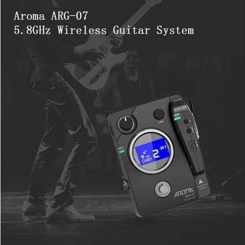 Aroma 5.8G Guitar Wireless System With Mute Tuner Function for Electric Guitar Bass Rechargeable Wireless Audio Transmitter
