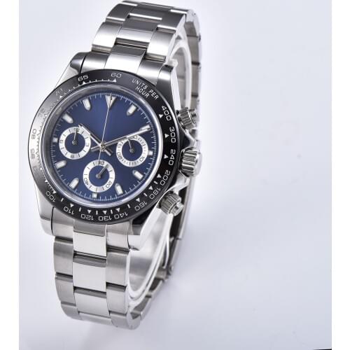 Watch mens new VK63 Quartz chronograph light pointer movement Sapphire 39MM ceramic steel steel bracelet 8241