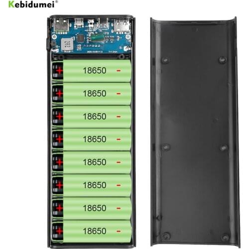 Portable DIY 8*18650 Power Bank Case External 5V Battery Charge Storage Box Shell For Charging Mobile Phones with LED light