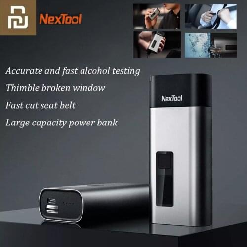 Xiaomi NexTool 4-in-1 Mini Alcohol Tester LCD Digital Portable Car Breathalyzer with Window Breaker Rope Cutter Power Bank