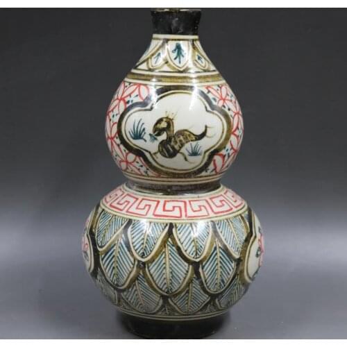 Antique SongDynasty porcelain vase,JiZhoui kiln gourd bottle,Hand-painted crafts,Decoration,Collection&Adornment