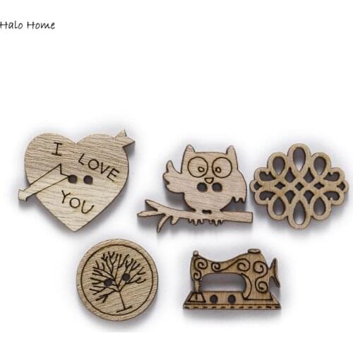 30pcs Owl Life series Hollow Wooden Chips for Sewing Scrapbooking Embellishments Festival Home Party Handmade Decor Accessories