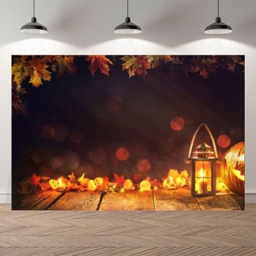Seekpro Autumn Harvest Halloween Pumpkin Bokeh Deco Children Photography Background Photographic Backdrop For Photo Studio Shoot