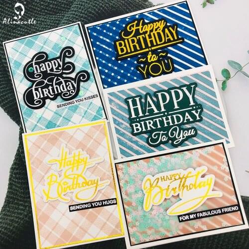 Hot Foil Plate and Die Set Foil Stamping Metal die Happy Birthday DIY Scrapbook Paper Craft Handmade Card Punch Art Alinacraft