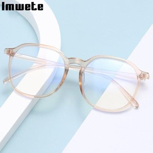 Imwete 2021 Anti Blue Glasses Frame Polygonal Flat Eyeglasses Frames Fashion Retr Mirror Can Equipped With Prescription Eyewear