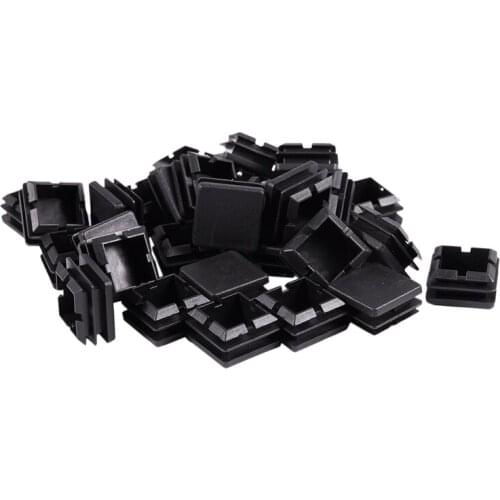 Square Table Chair Leg Tube Pipe Feet Insert Cap 25mmx25mm 30pcs Black