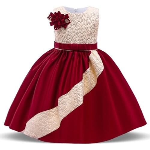 2021 Summer Kids Vintage Evening Dress For Girl Children Costume Flower Party Princess Dresses Girls Vestido Sleeveless Clothes