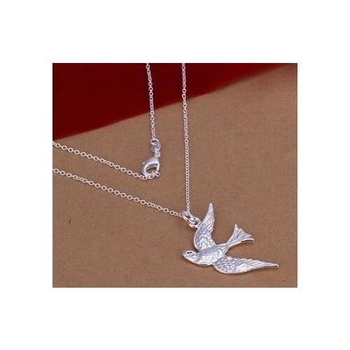 N151 Hot Selling Silver Color Jewelry Wholesale Factory Price Silver Fashion Pendant Flying Bird Necklace For Women&men