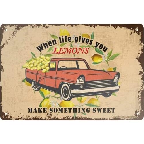 Metal Sign Lemons Vintage Metal Tin Sign Man Cave for Men Women,Wall Decor for Bars,wc,Restaurants,cafes Pubs,12x8 Inch