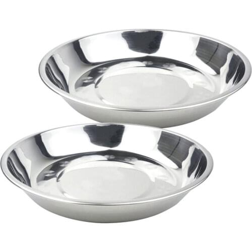 Multipurpose Soup Dish Steel Round Flat Plate Delicate Metal Cake Fruit Plate Vegetables Metal Delicate Plat Deep Dish K4A2