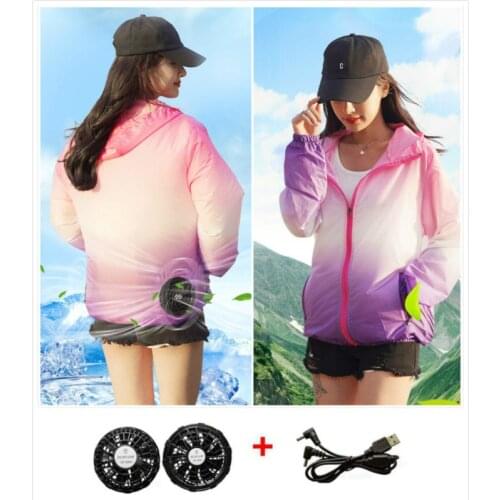 Men Outdoor summer coat USB Electric fan cooling Jackets men Air Conditioning Clothes USB Heatstroke summer hood Jacket