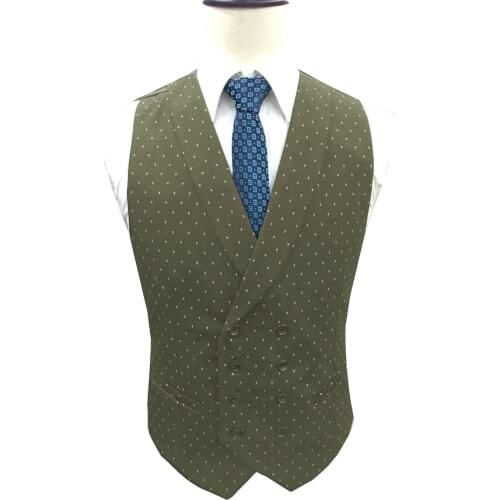 2020 Fashion New Olive Green Mens Poika Dot Vest Latest Designs Waistcoat Casual Suit Vest Groomsmen For Wedding/Party